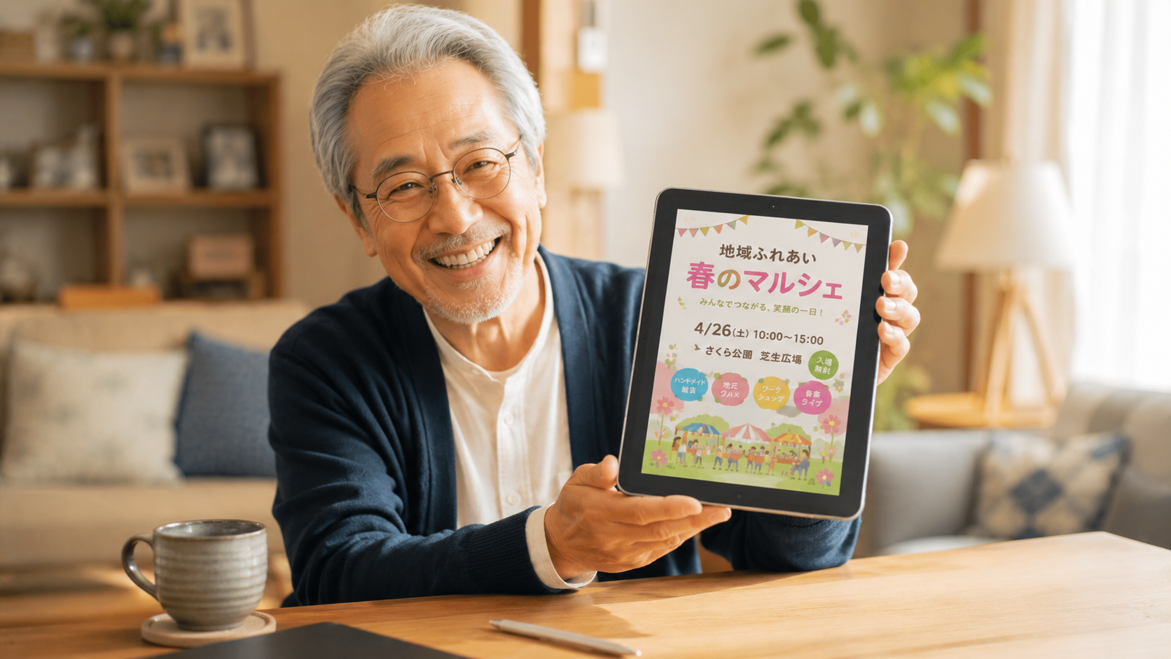 AIで作ったイベントチラシを見せる受講生